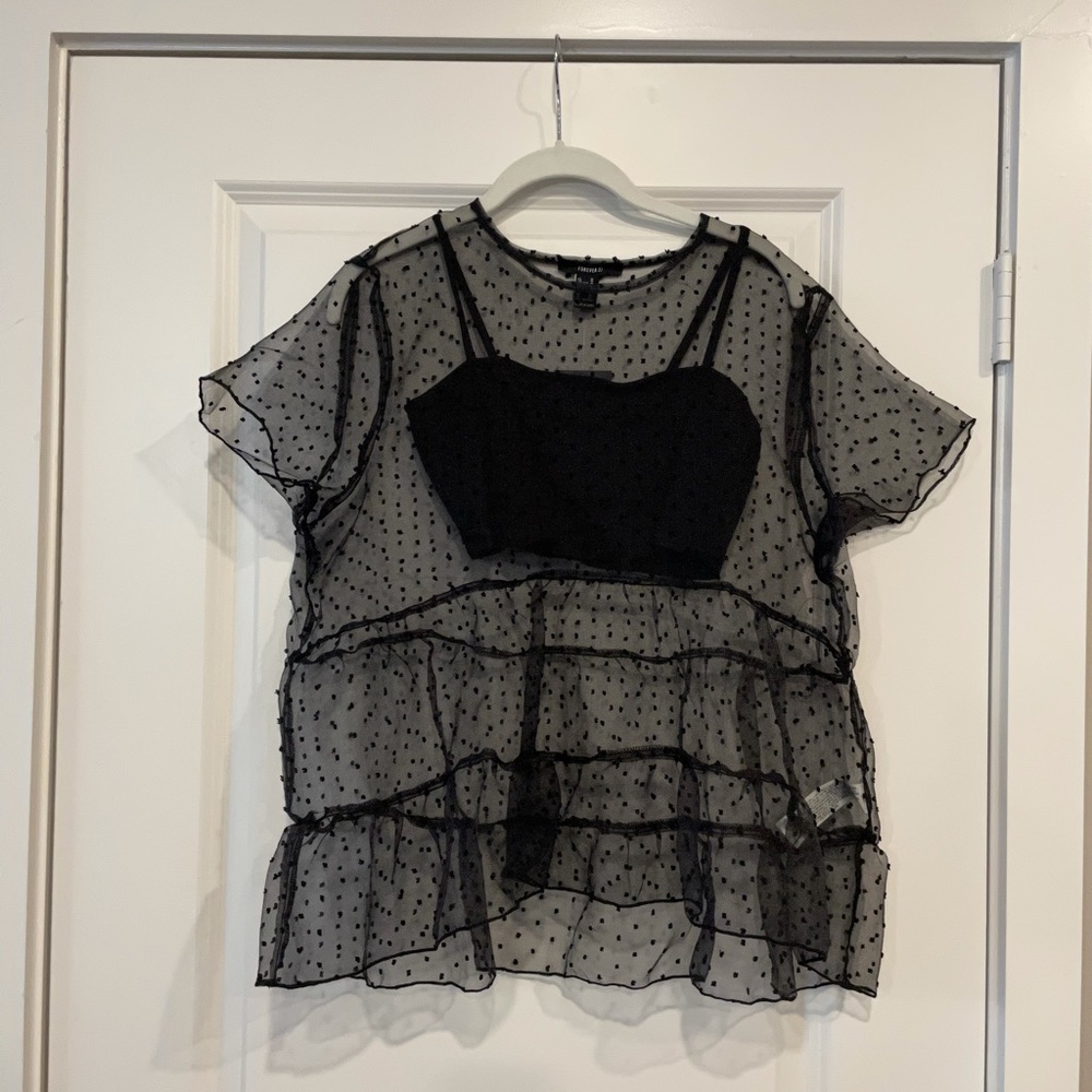 Black mesh top
